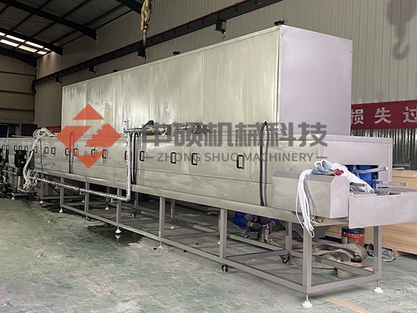 河南牧原集團第八臺14米全風干周轉箱清洗機試機實拍
